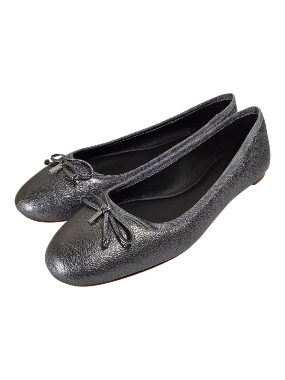 Coach NIB Flatiron Metallic Gunmetal Ballet Flat Neutral/Luxury/Minimalist - 8 - Picture 4 of 12